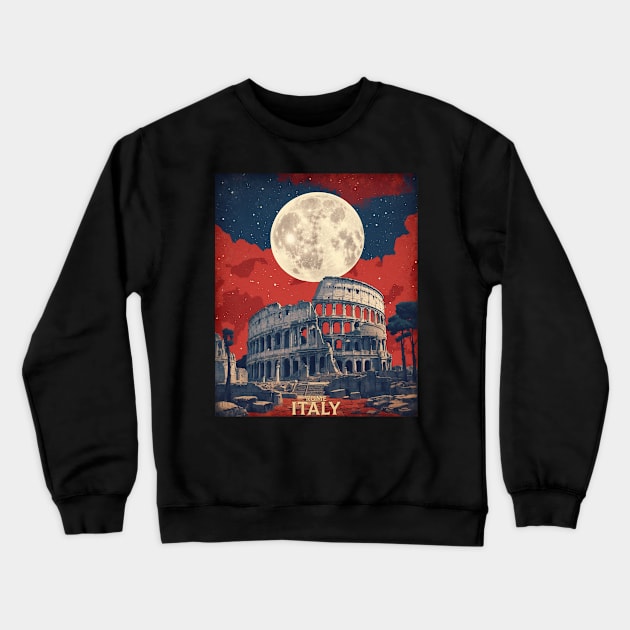 Rome Italy Starry Night Vintage Tourism Travel Poster Crewneck Sweatshirt by TravelersGems